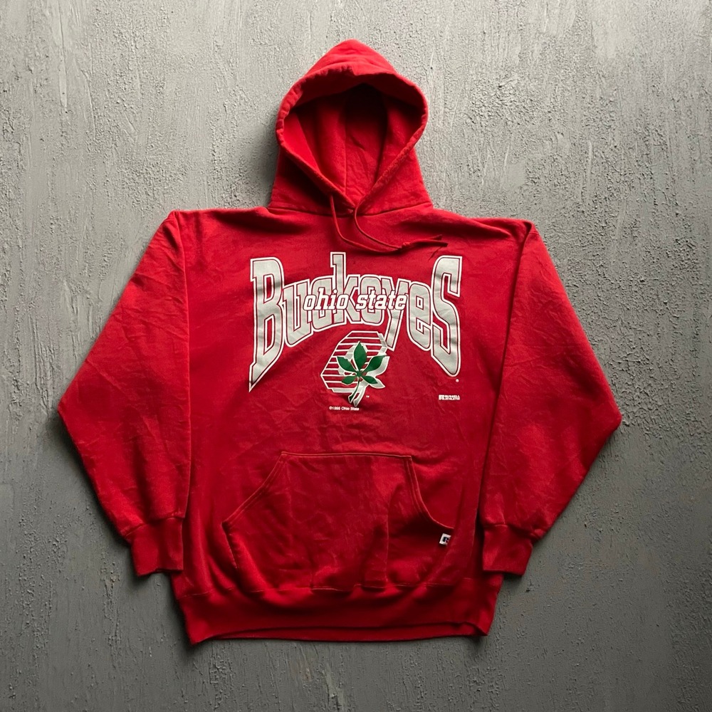 Vintage Ohio State Buckeyes Hoodie Mens XL Red 90s Russell Athletic